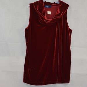 Red Velvet Cowl Neck Top SZ LPS Career